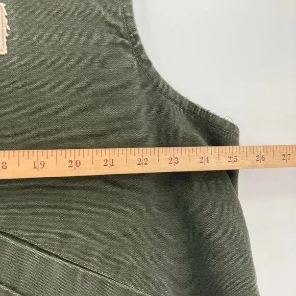 VTG Carhartt Wip Vest Canvas Green Sherpa Aztec Southwest USA Rare 90s Western